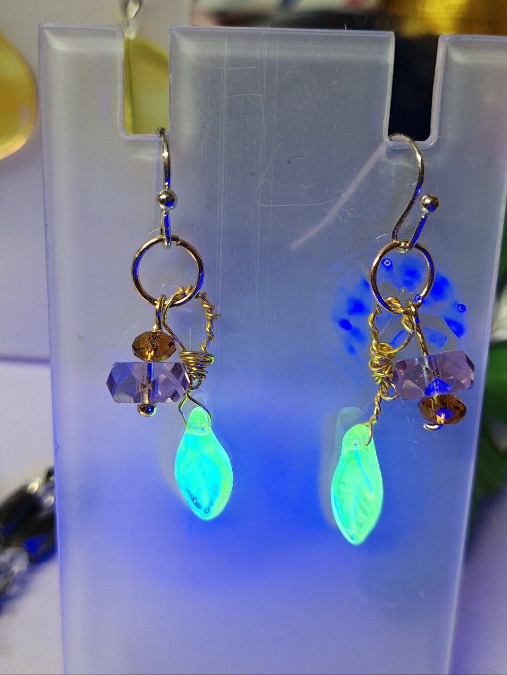 Uranium Glass Earrings - Vintage